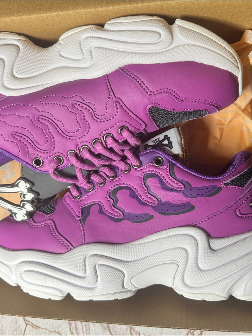 Kids Purple Fashion Sneakers with Chunky White Sole